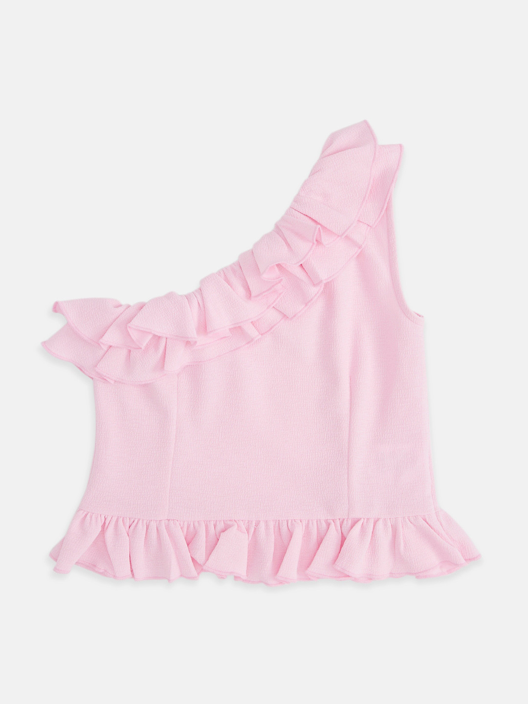 Pantaloons Junior Girls One Shoulder Ruffled Cotton Crop Top