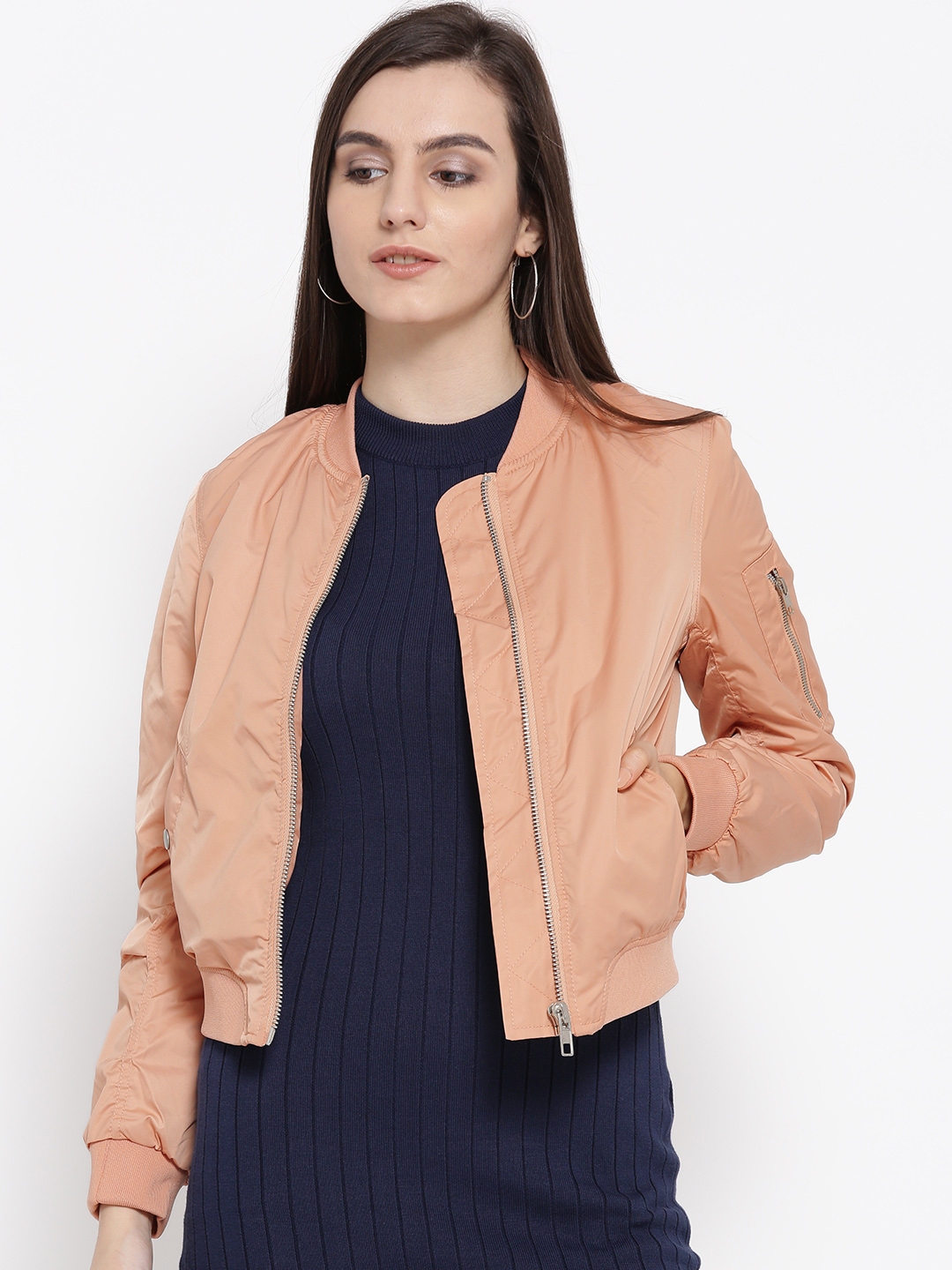 peach bomber jacket