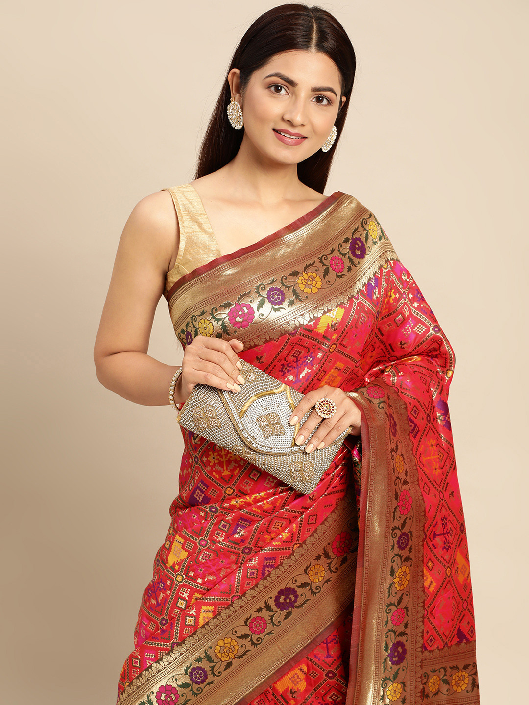 Royal Rajgharana Saree Ethnic Motifs Zari Patola Sarees