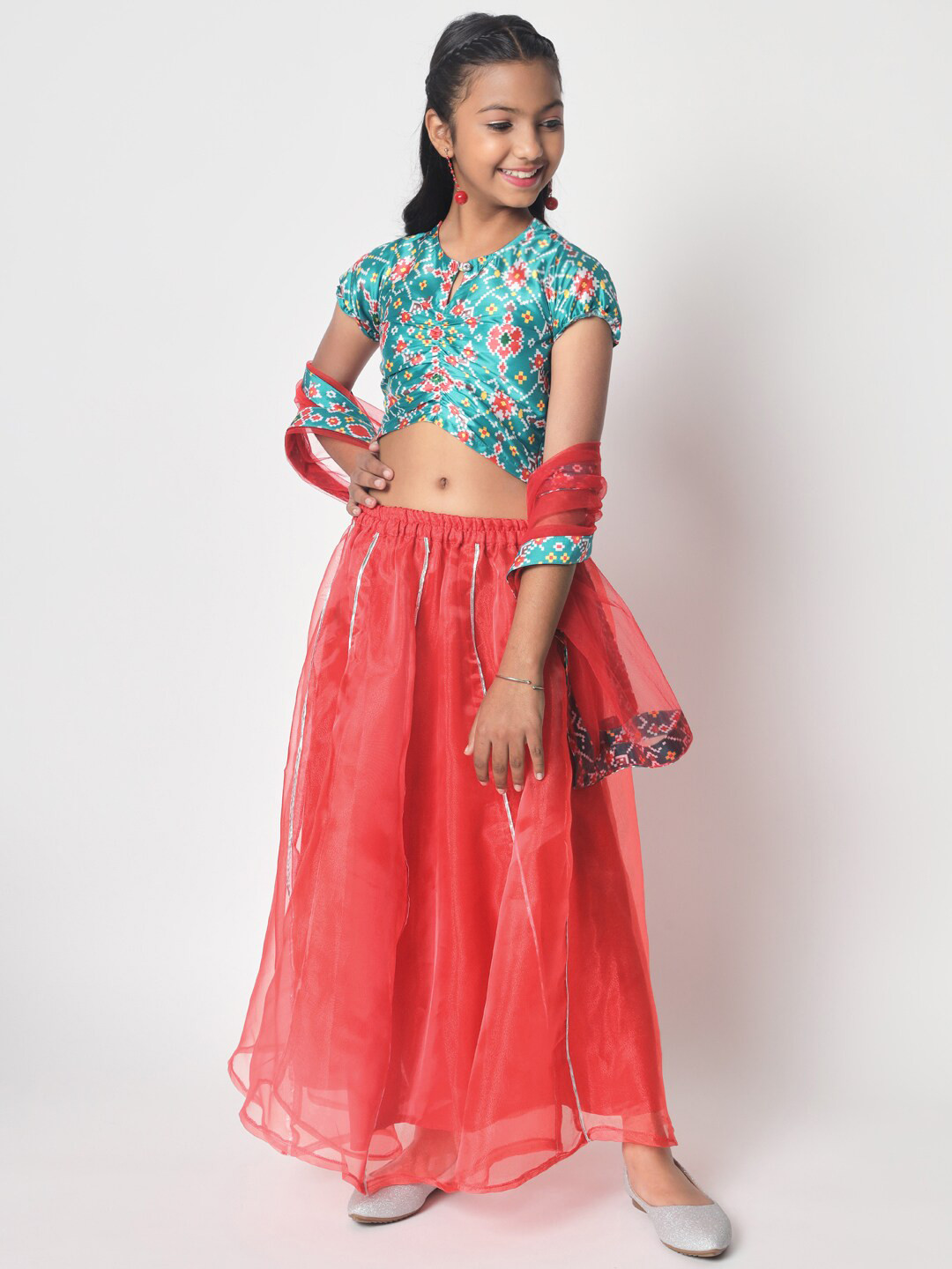 studio rasa Girls Printed Ready to Wear Lehenga & Blouse With Dupatta