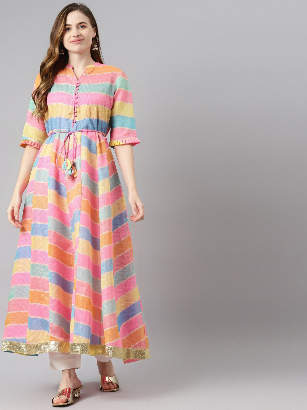 Readiprint Leheriya Printed Anarkali Kurta
