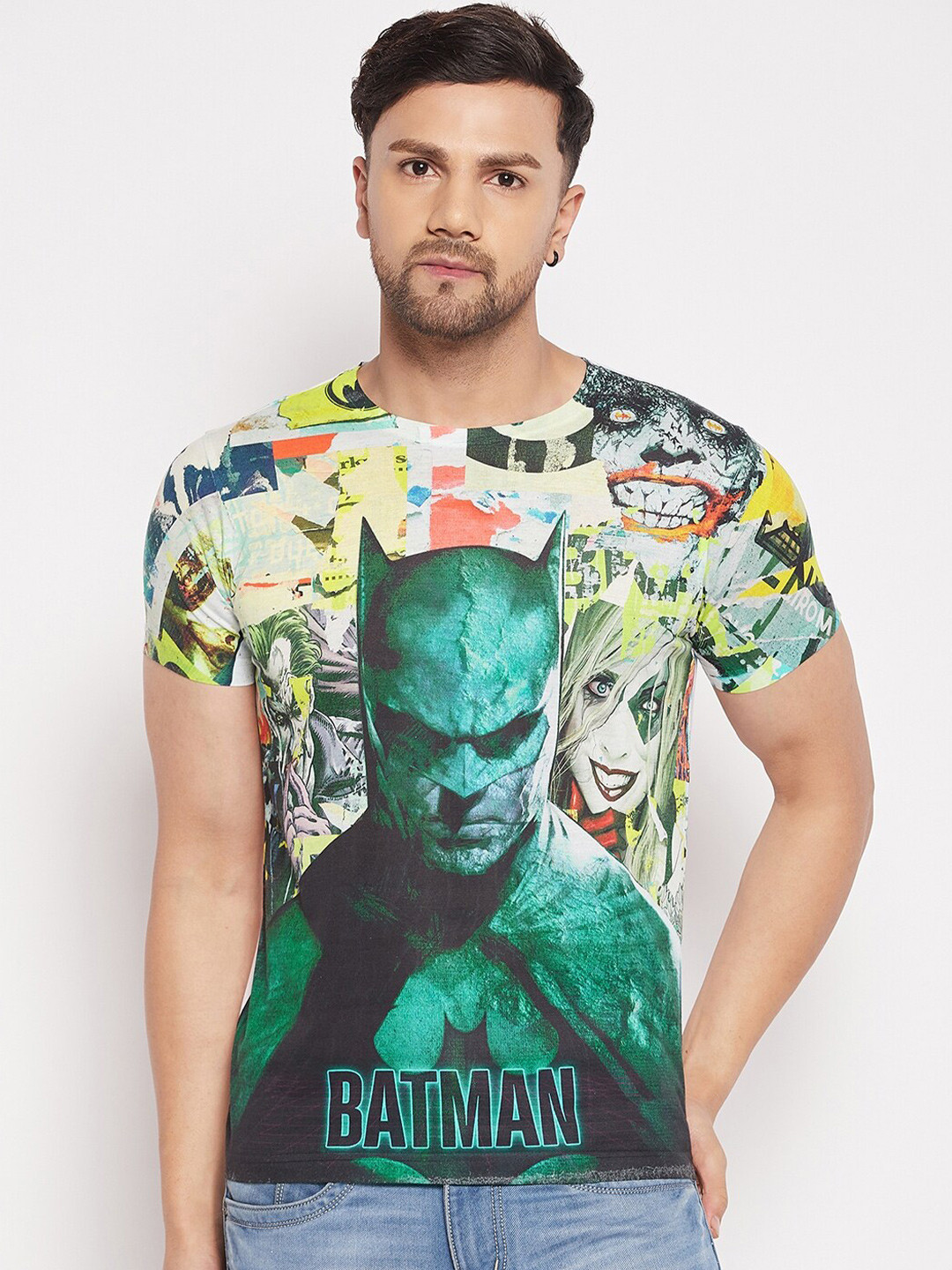 DC by Wear Your Mind Round Neck Regular Fit Batman Printed Cotton T-shirt