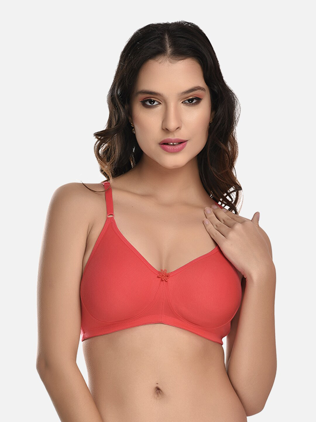 StyFun Cotton Seamless Rapid-Dry Non-Padded Bra LS_Vidya_Bra_Orange_B