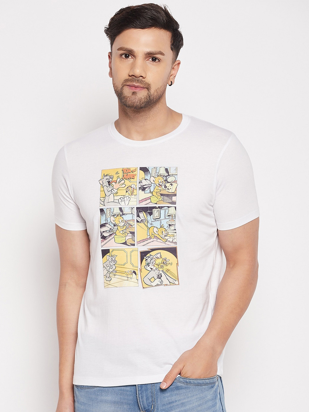 Tom & Jerry by Wear Your Mind Round Neck Tom & Jerry Printed Pure Cotton T-shirt