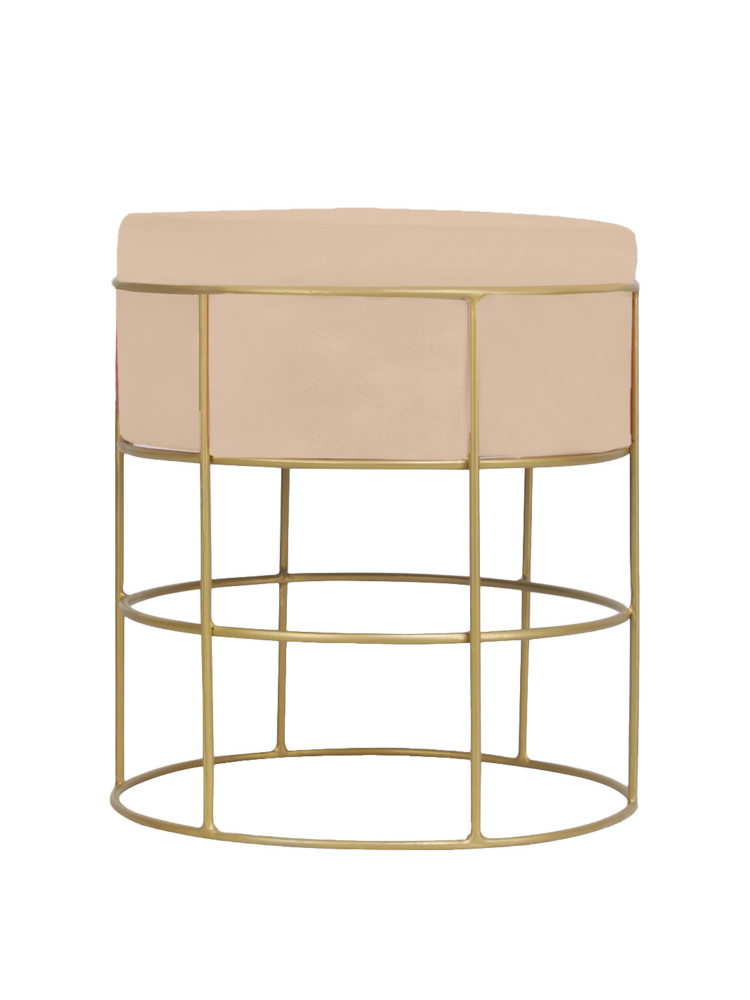 GLOBALLY INDIAN Cream-Colored Cylindrical Velvet Ottomans