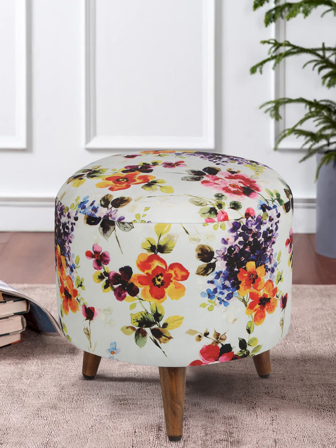 Floral round ottoman discount