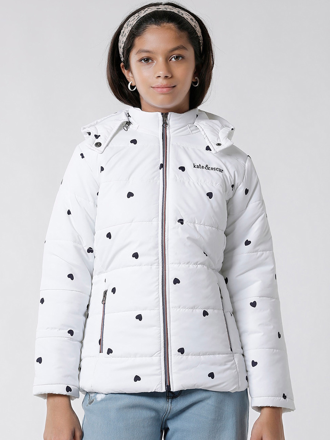KATE & OSCAR Girls Geometric Windcheater Parka Jacket