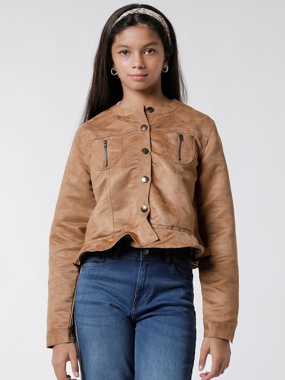KATE & OSCAR Girls Khaki Windcheater Crop Tailored Jacket