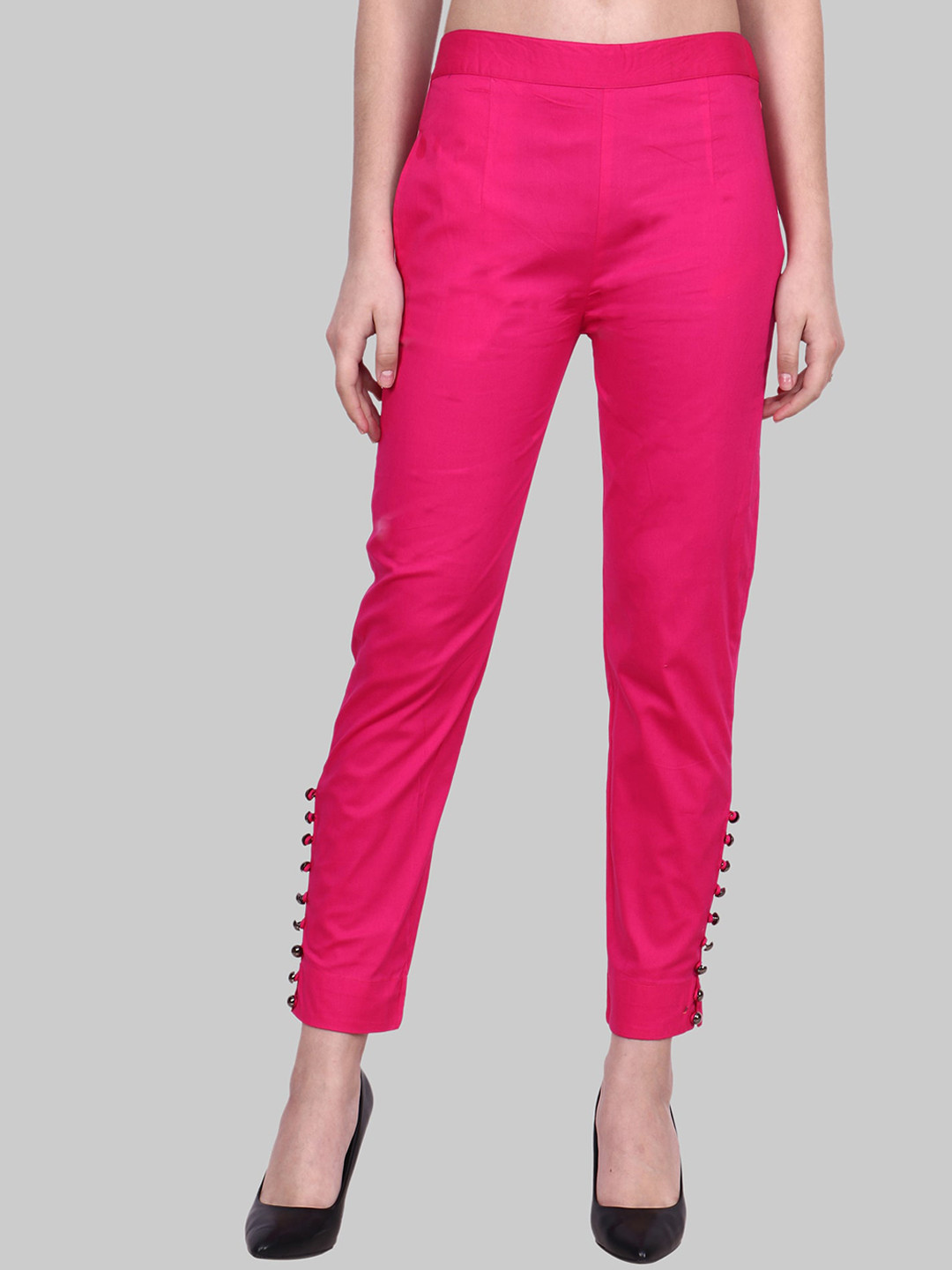 Popwings Women Smart Mid-Rise Cigarette Trousers