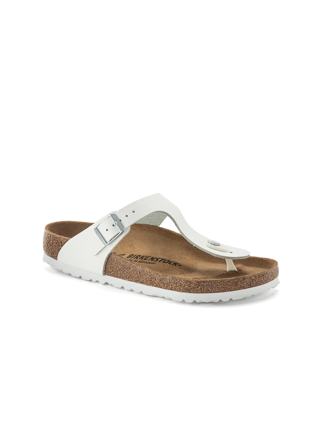 Birkenstock Gizeh White Regular Width Natural Leather Thong Sandals