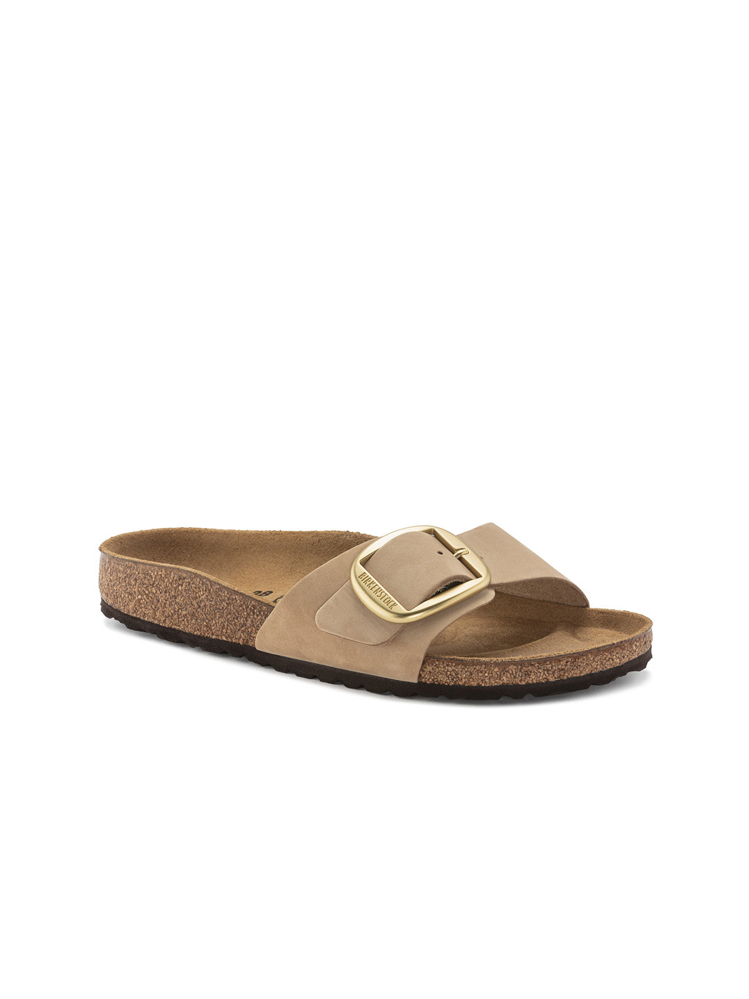 Birkenstock Madrid Big Buckle Sandcastle Narrow Width Nubuck Leather One-Strap Sandals