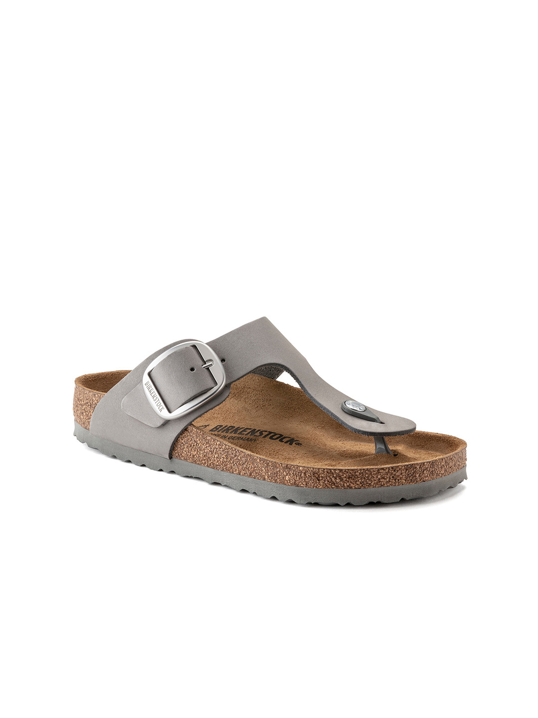 Birkenstock Gizeh Big Buckle Dove Gray Regular Width Nubuck Leather Thong Sandals