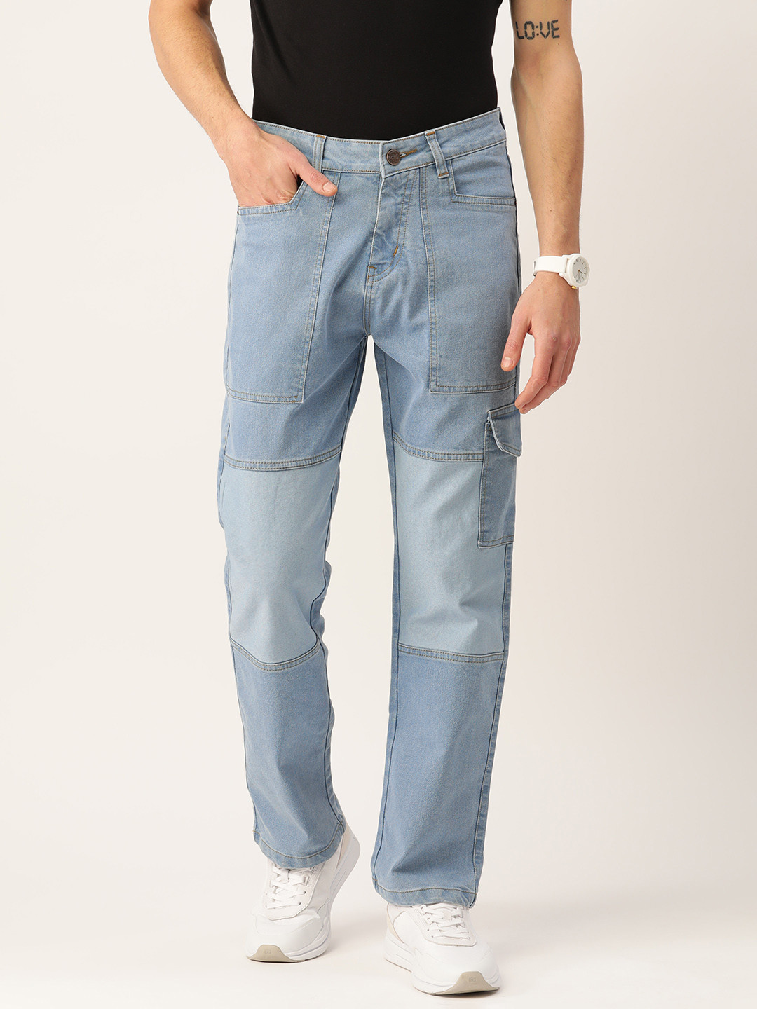 PARIS HAMILTON Men Relaxed Fit Colourblocked Stretchable Jeans