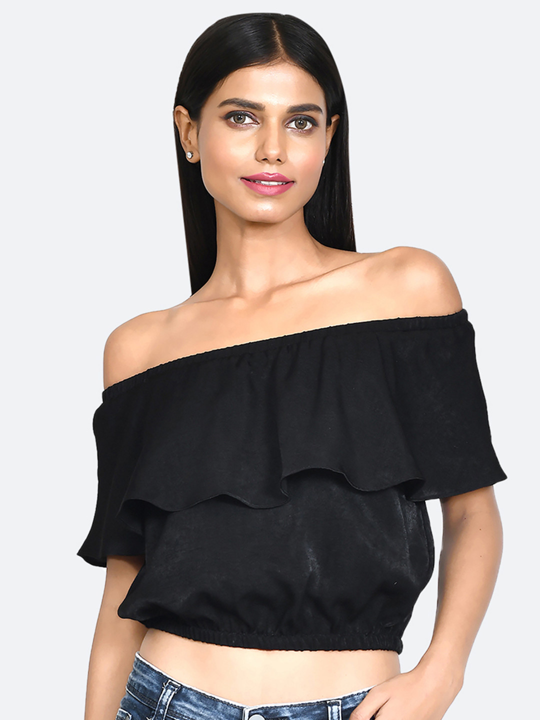 Zink London Off-Shoulder Bardot Crop Top