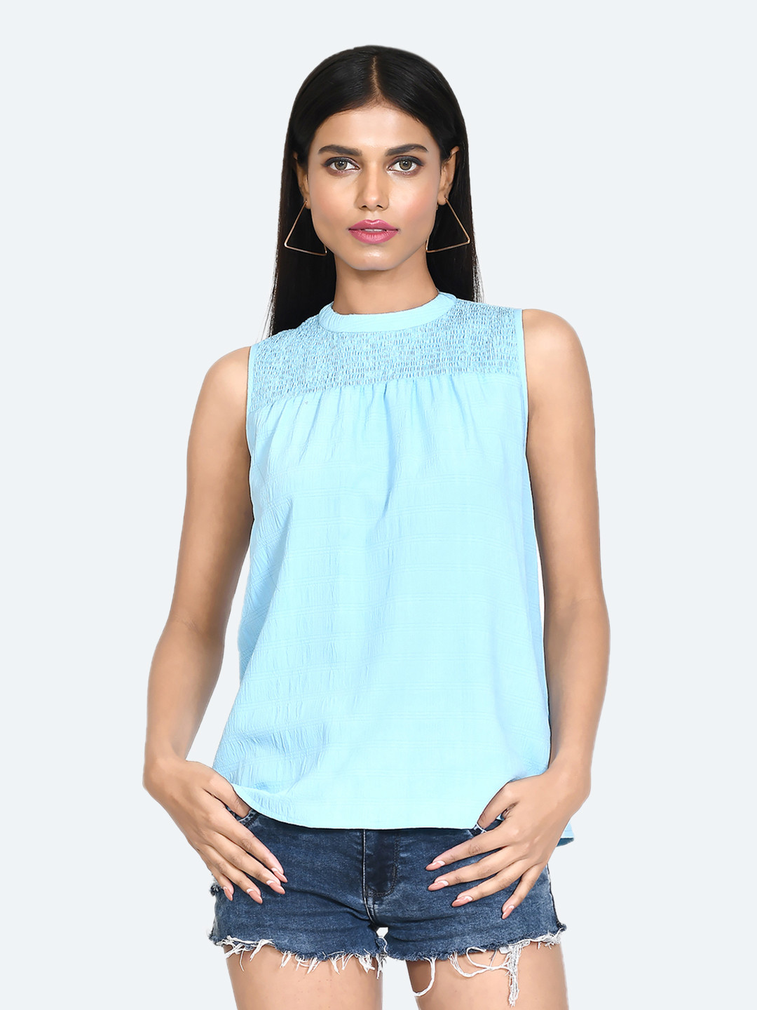 Zink London Striped Smocked Top