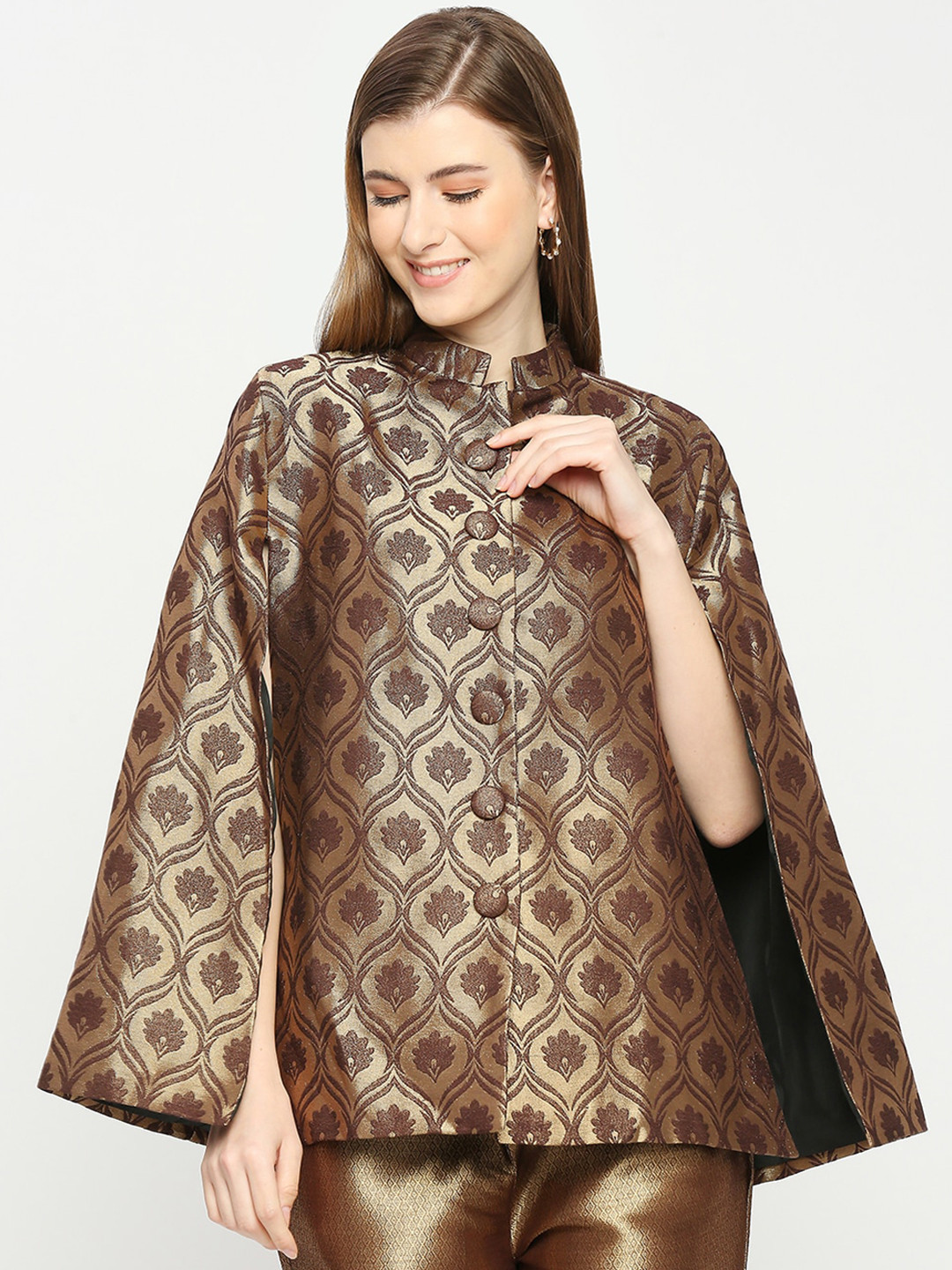 Cloth Haus India Women Lightweight Brocade Cape Jacket