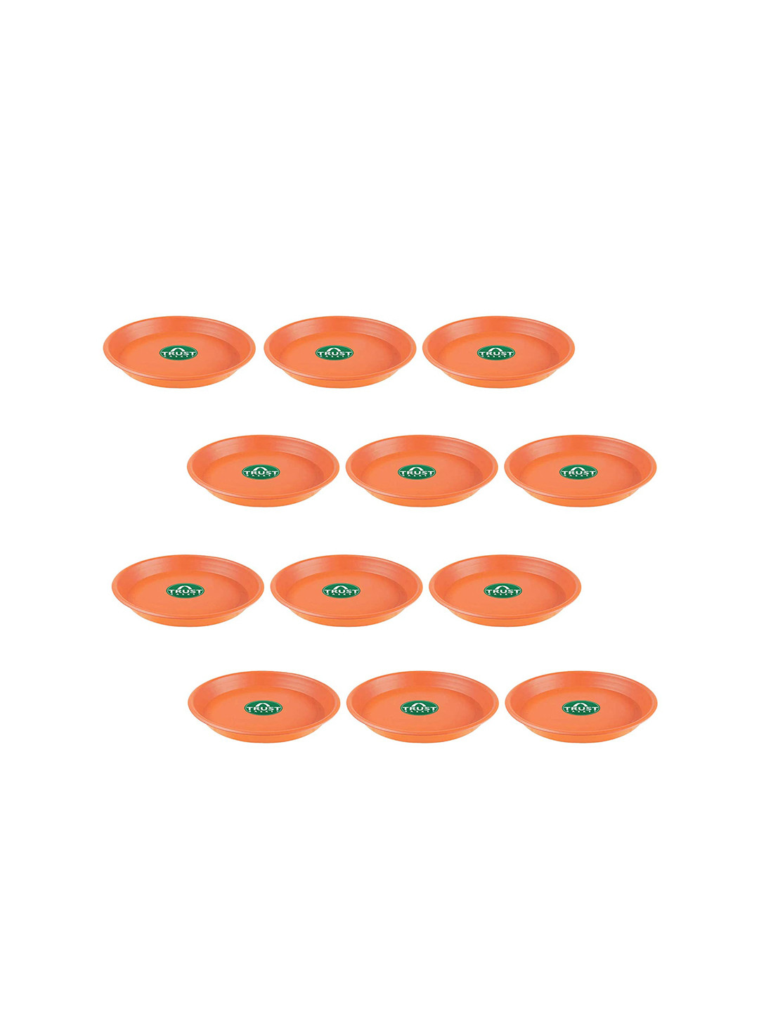 TRUSTBASKET  12 Pcs Brown Brand Logo Detailing Planter Saucers