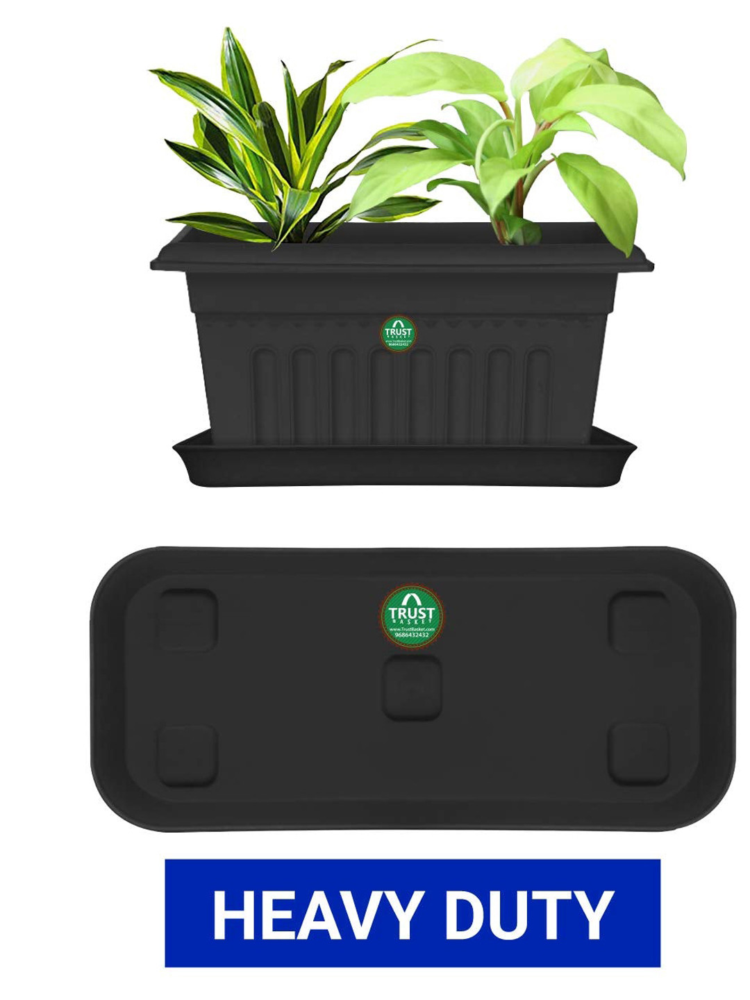 TRUSTBASKET 3 Pcs Black Textured Planter Saucers