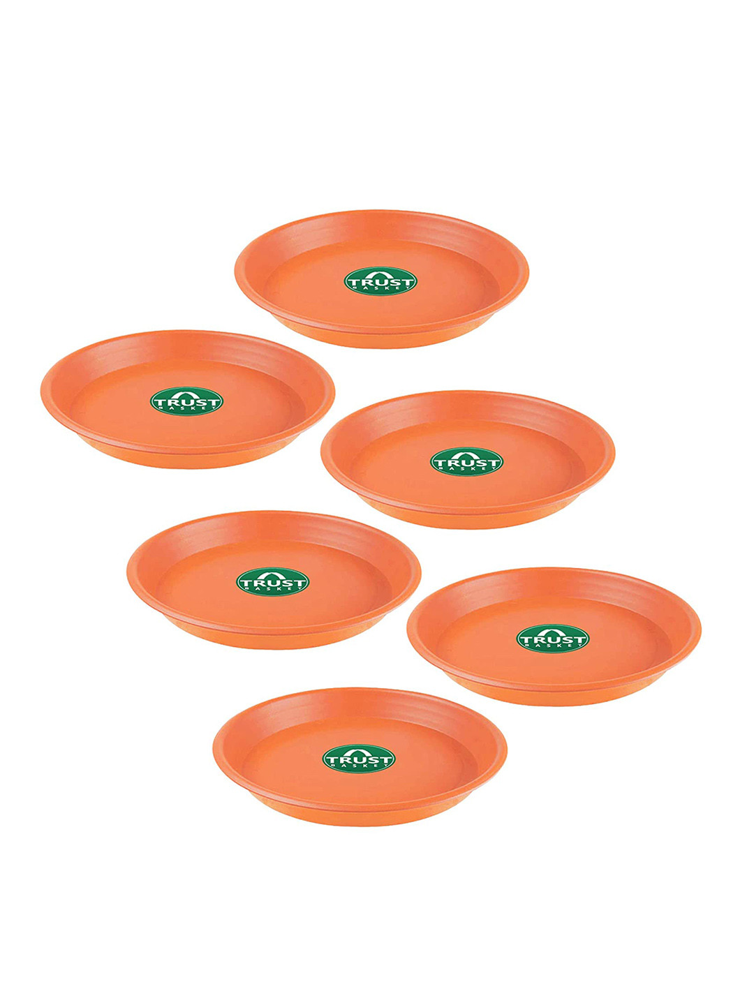 TRUSTBASKET 6 Pcs Brown Brand Logo Detailing Planter Saucers
