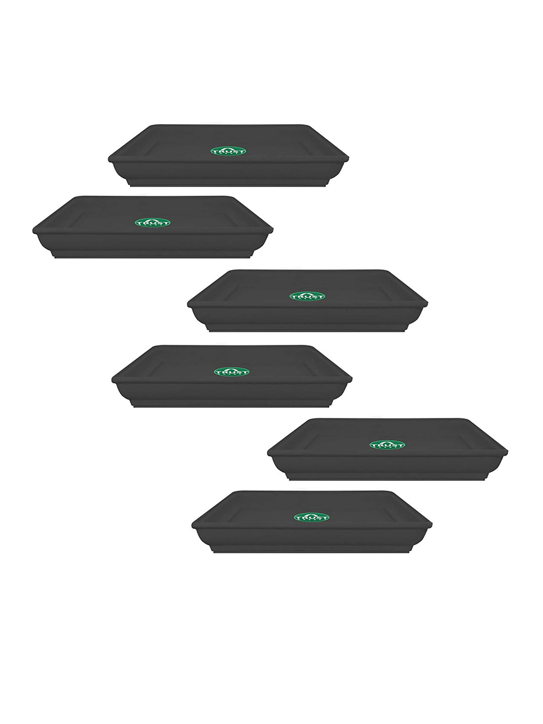 TRUSTBASKET Black 6-Pcs Square Saucers Planters
