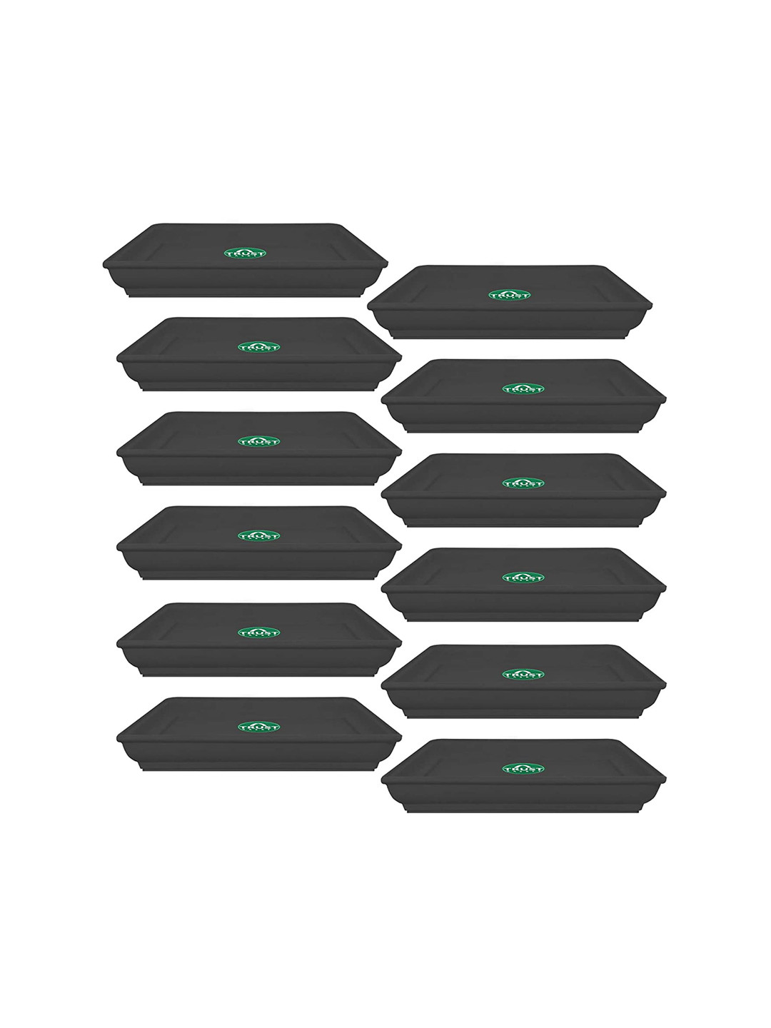 TRUSTBASKET 12 Pcs Black Brand Logo Detailing Planter Saucers