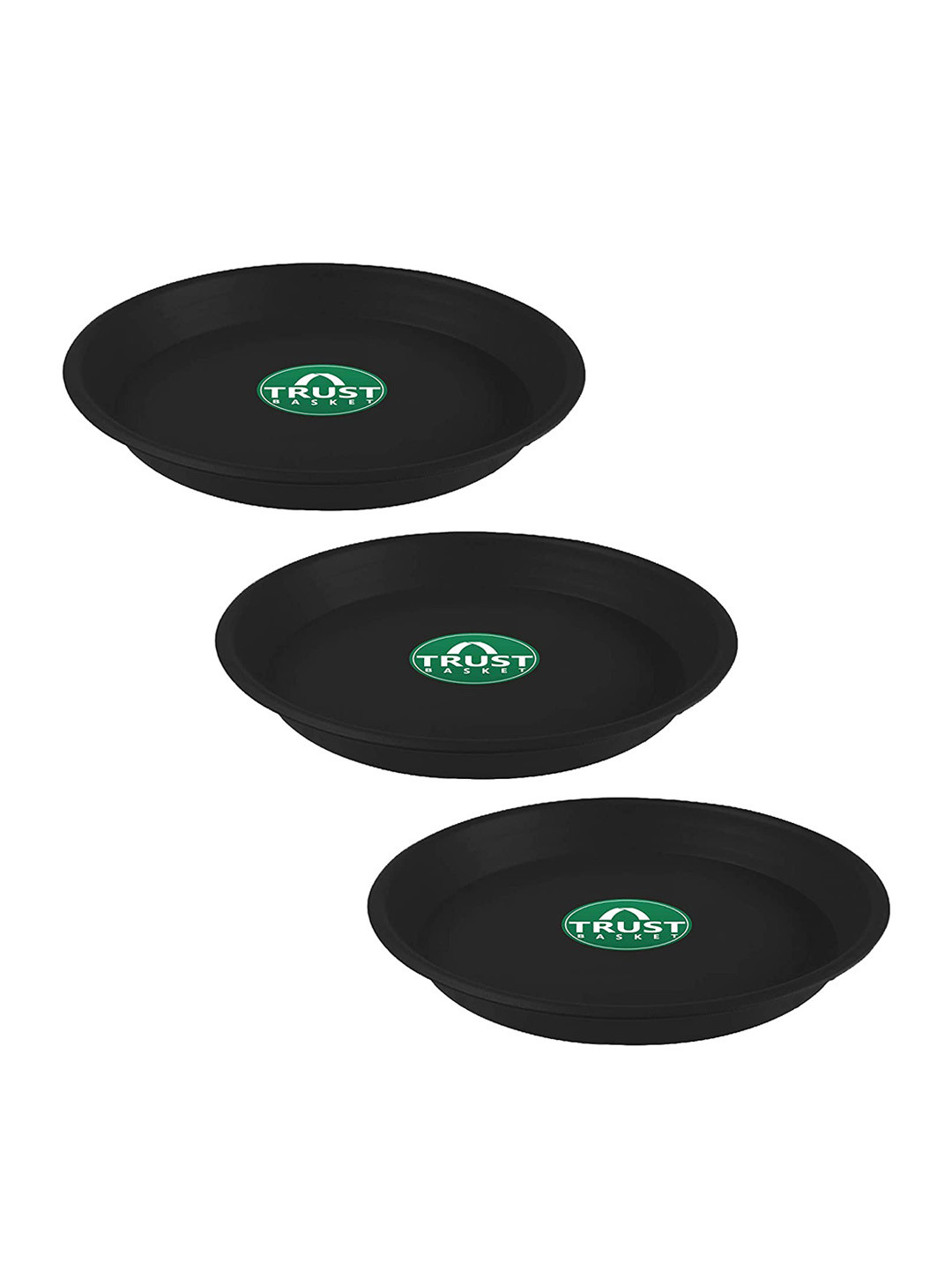 TRUSTBASKET 3 Pcs  Black Brand Logo Detailing Planter Saucers