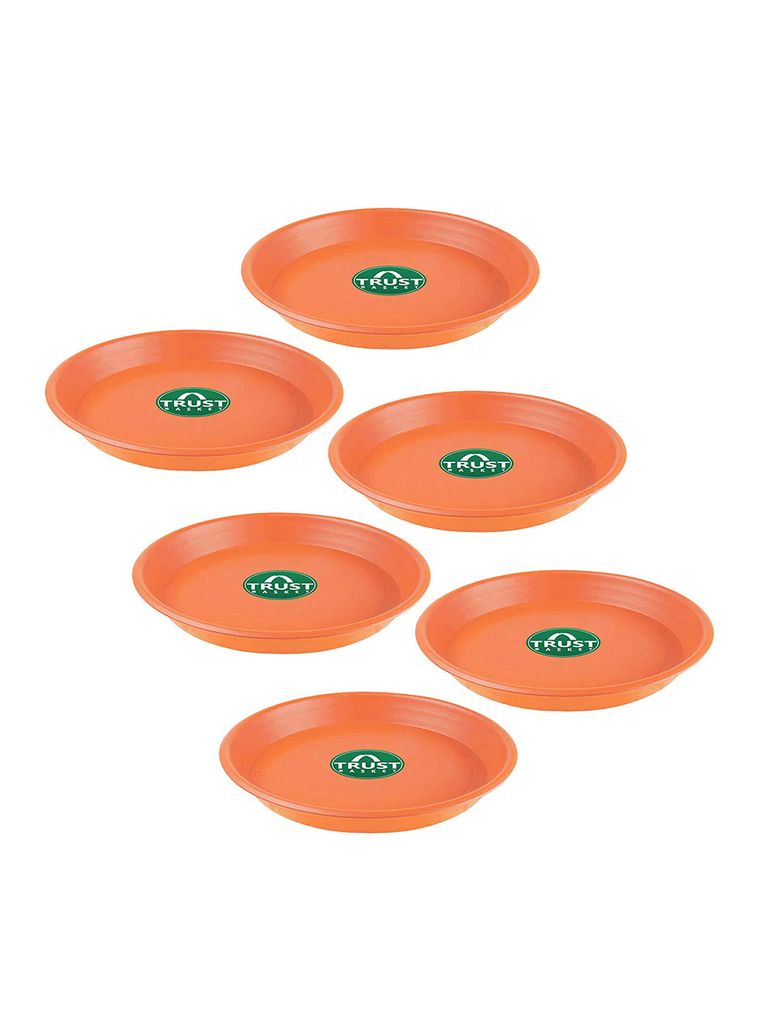 TRUSTBASKET 6 Pcs Brown Brand Logo Detailing Planter Saucers
