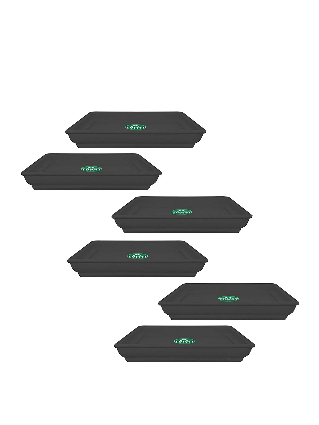 TrustBasket 6-Pcs Black UV Treated Square Saucers Planters