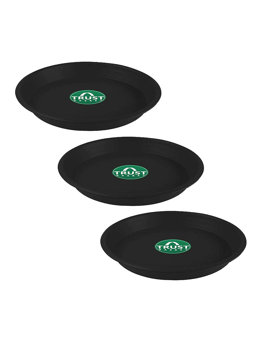 TrustBasket 3-Pcs Black UV Treated Round Saucers Planters