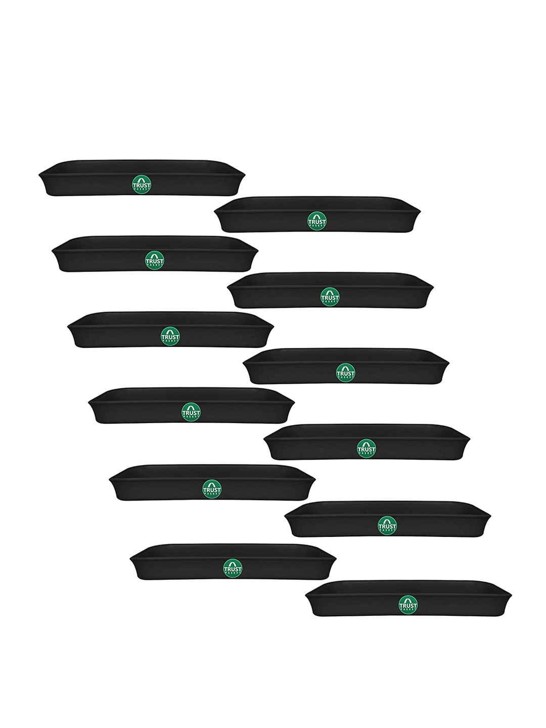 TRUSTBASKET 12 Pcs Black Brand Logo Detailing Planter Saucers