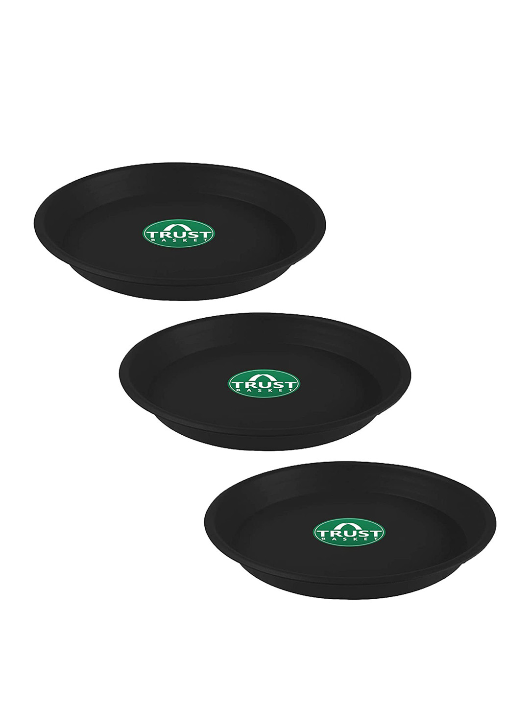 TrustBasket 3-Pcs Black UV Treated Round Saucers Planters