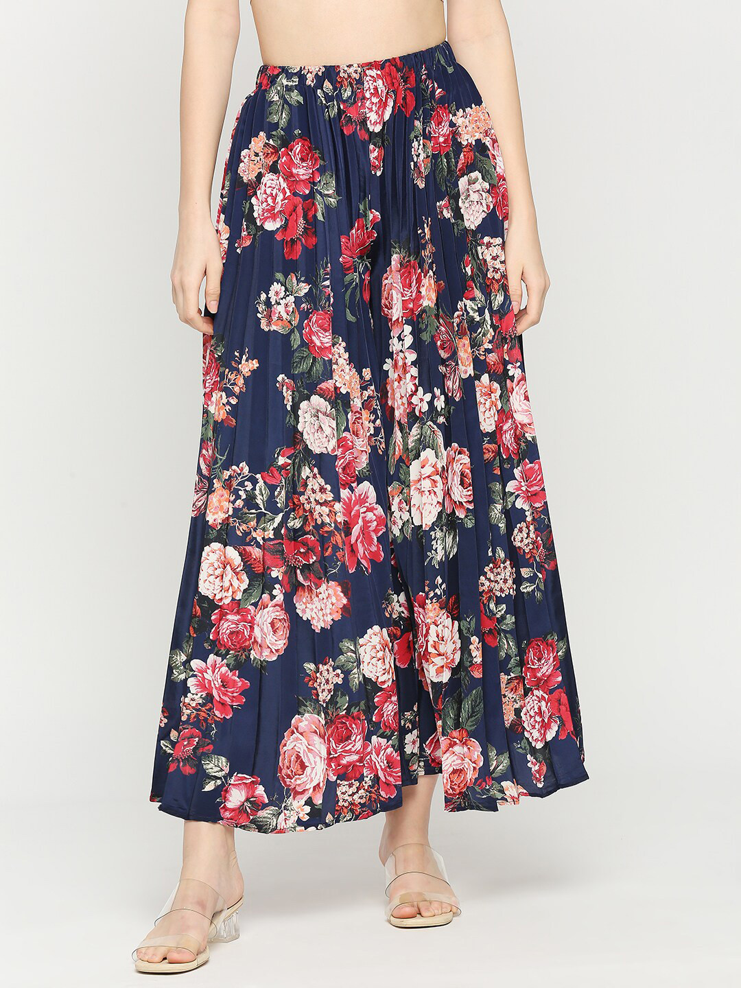 Cloth Haus India Women Floral Printed Accordion Pleated Relaxed-Fit  Lounge Pant