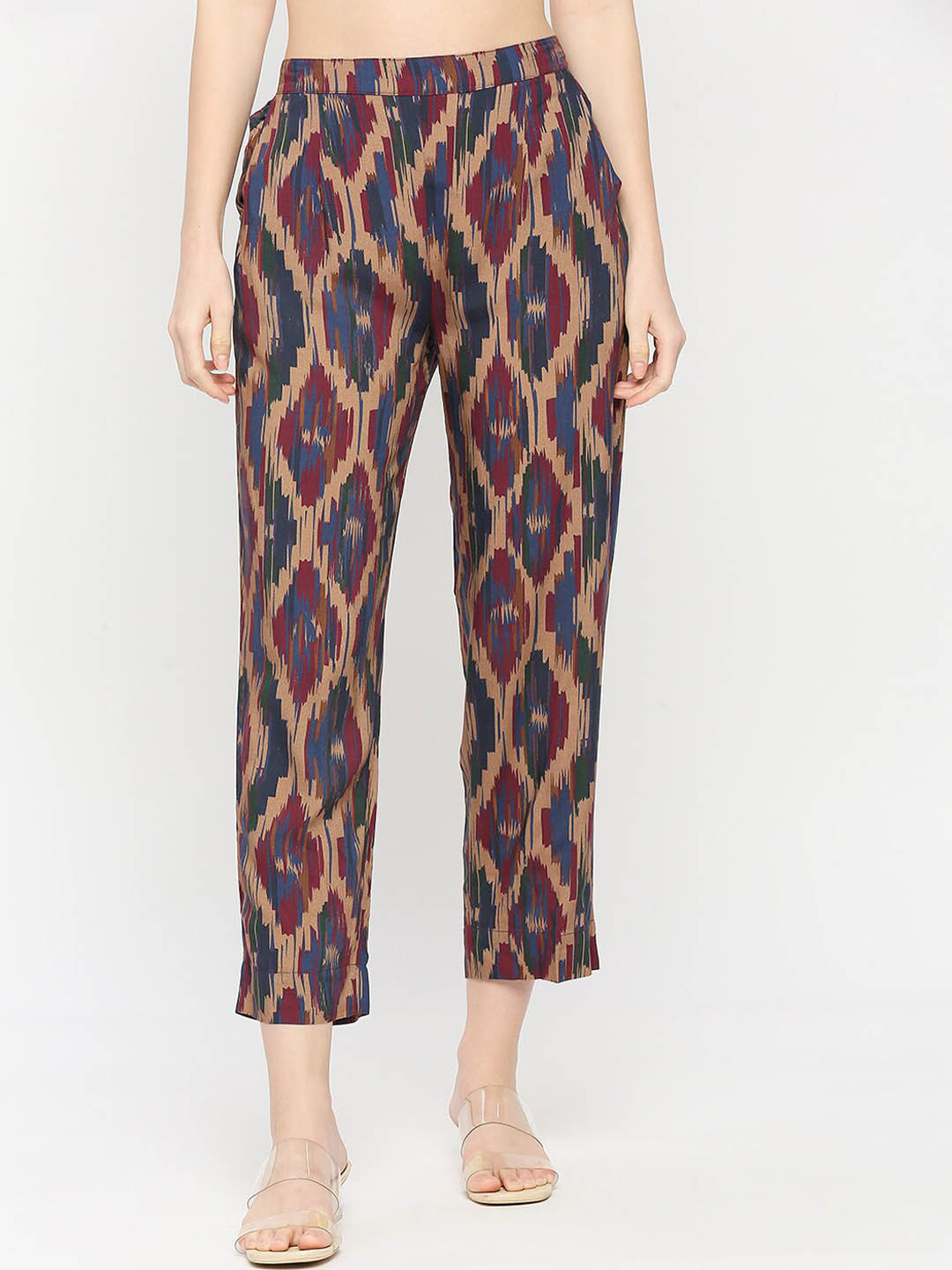 Cloth Haus India Women Printed Cotton Straight Fit Trousers