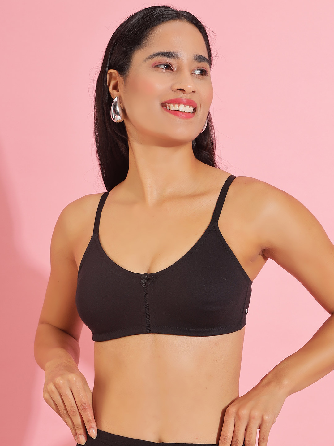 Dollar Missy Pack of 2 Women Cotton Wire-Free Full Coverage Bra DES-1051-R3-BLK-PO2