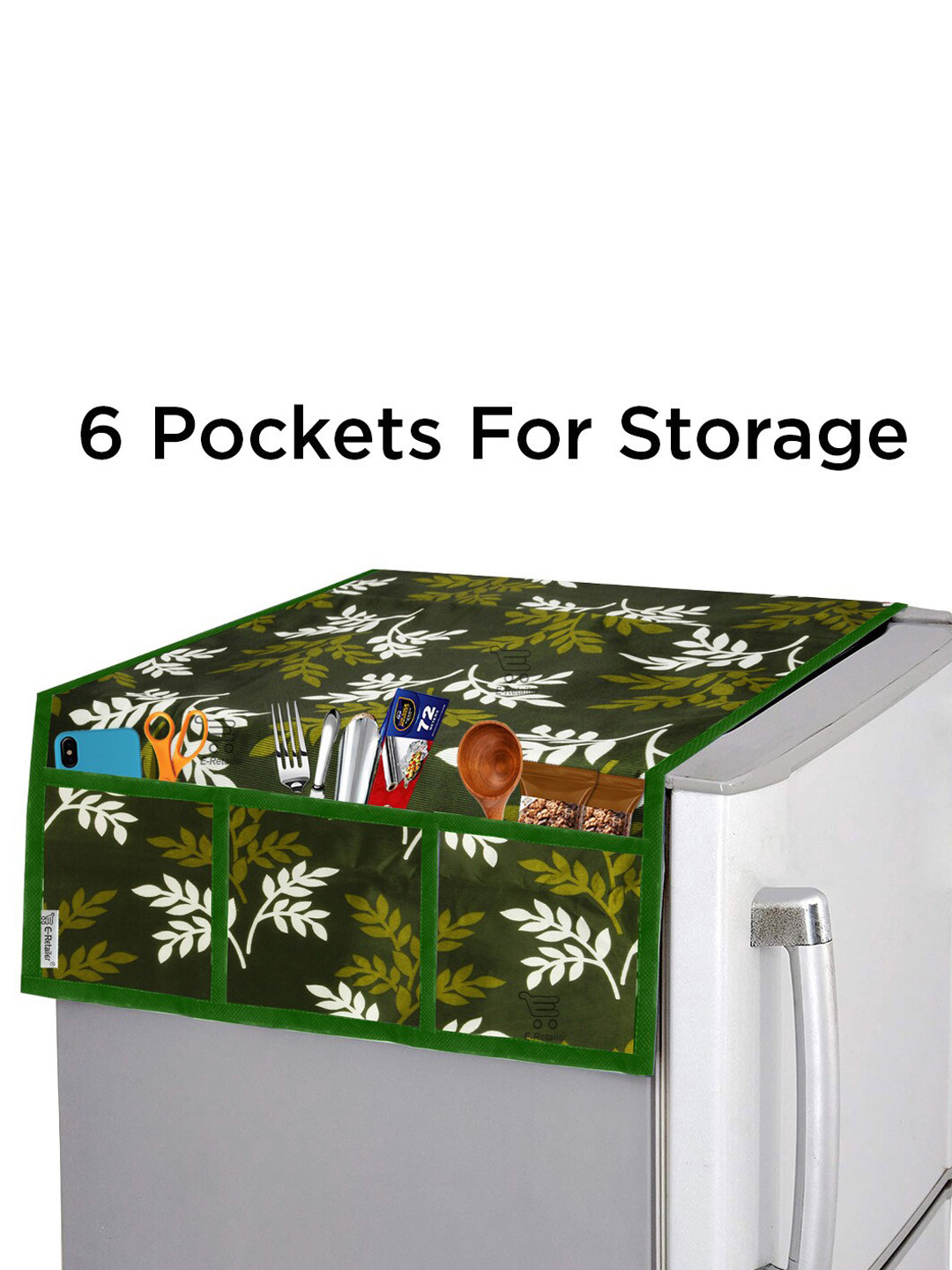 E-Retailer 6 Pieces Set Of 1 Refrigerator Top Cover 2 Fridge Handle Cover & 3 Fridge Mats