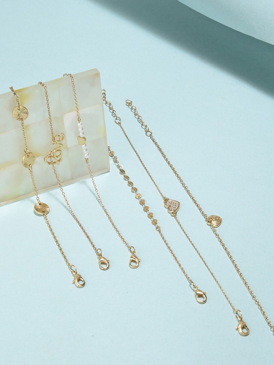 AMI Women Set Of 6 Gold-Plated Link Bracelet