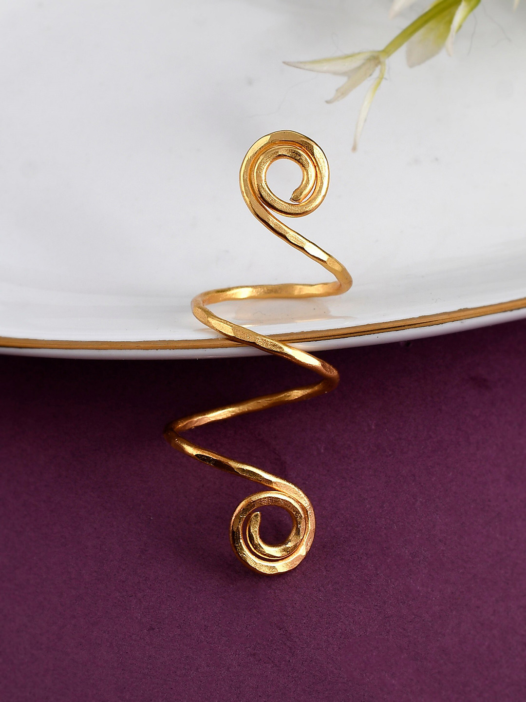 Silvermerc Designs Women Gold-Plated Wrinkle Finger Ring