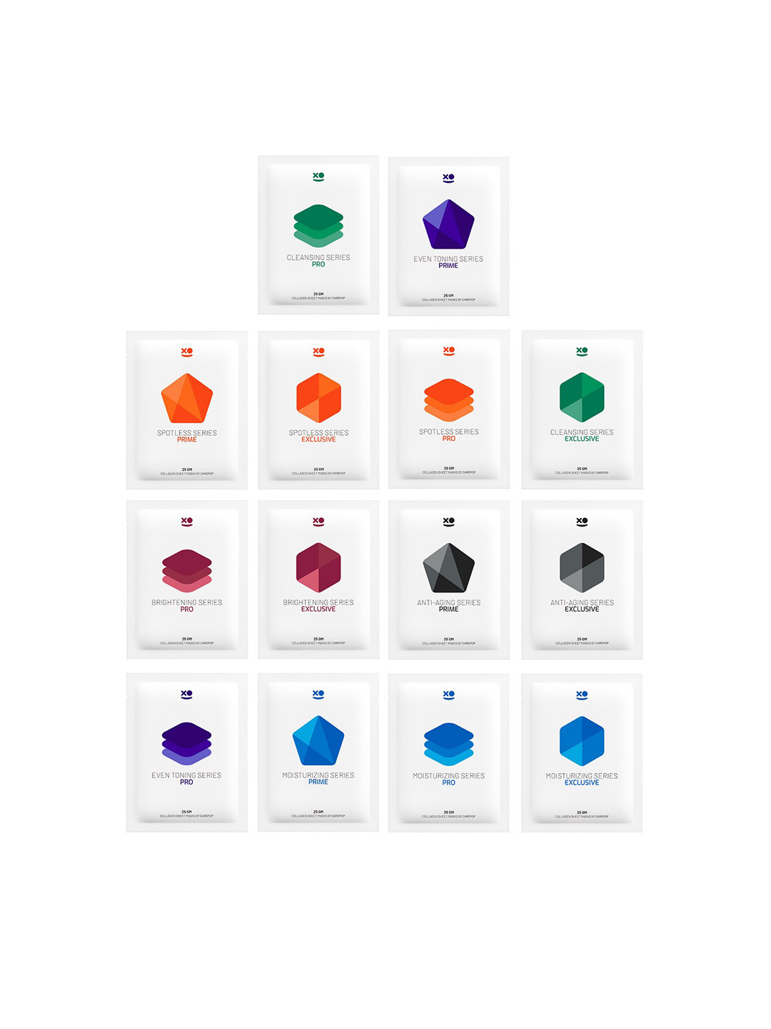 Carepop Set Of 14 Collagen Brightening  Sheet Masks 25 g Each