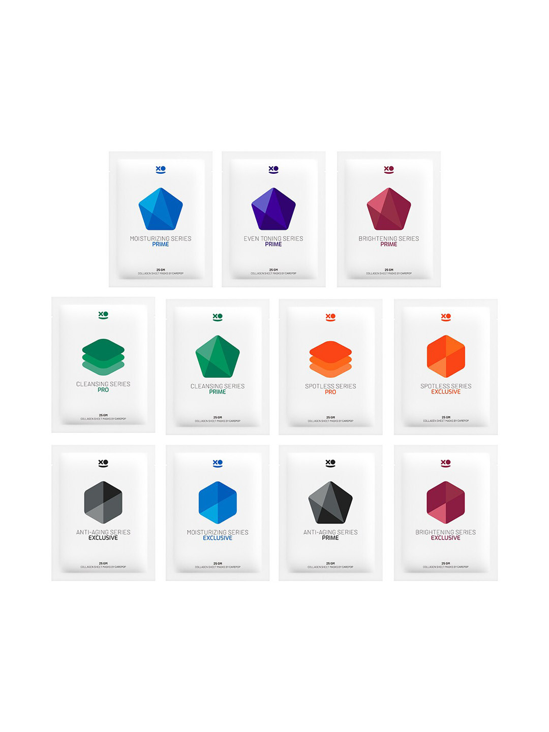 Carepop Set Of 11 Collagen  Antiaging Brightening Sheet Masks 25 g Each