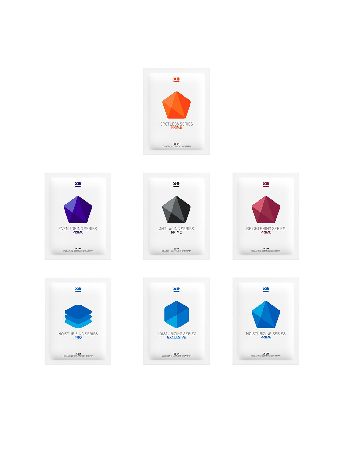 Carepop Set Of 7 Collagen Brightening  Sheet Masks 25 g Each