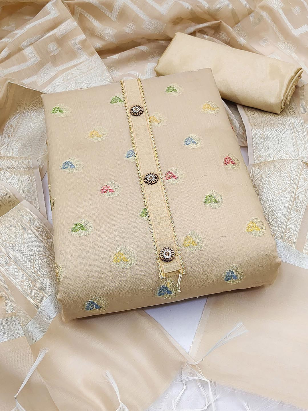 KALINI Woven Design Banarasi Unstitched Dress Material