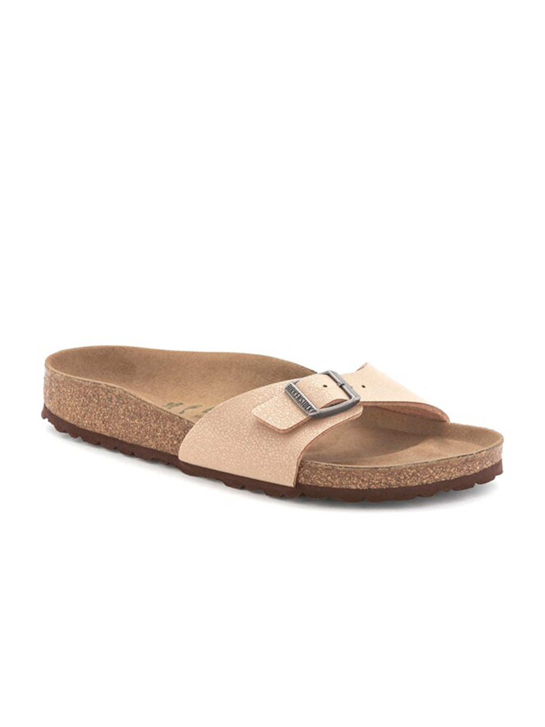 Birkenstock Madrid Vegan Pecan Narrow Width Birko-Flor Nubuck One-Strap Sandals