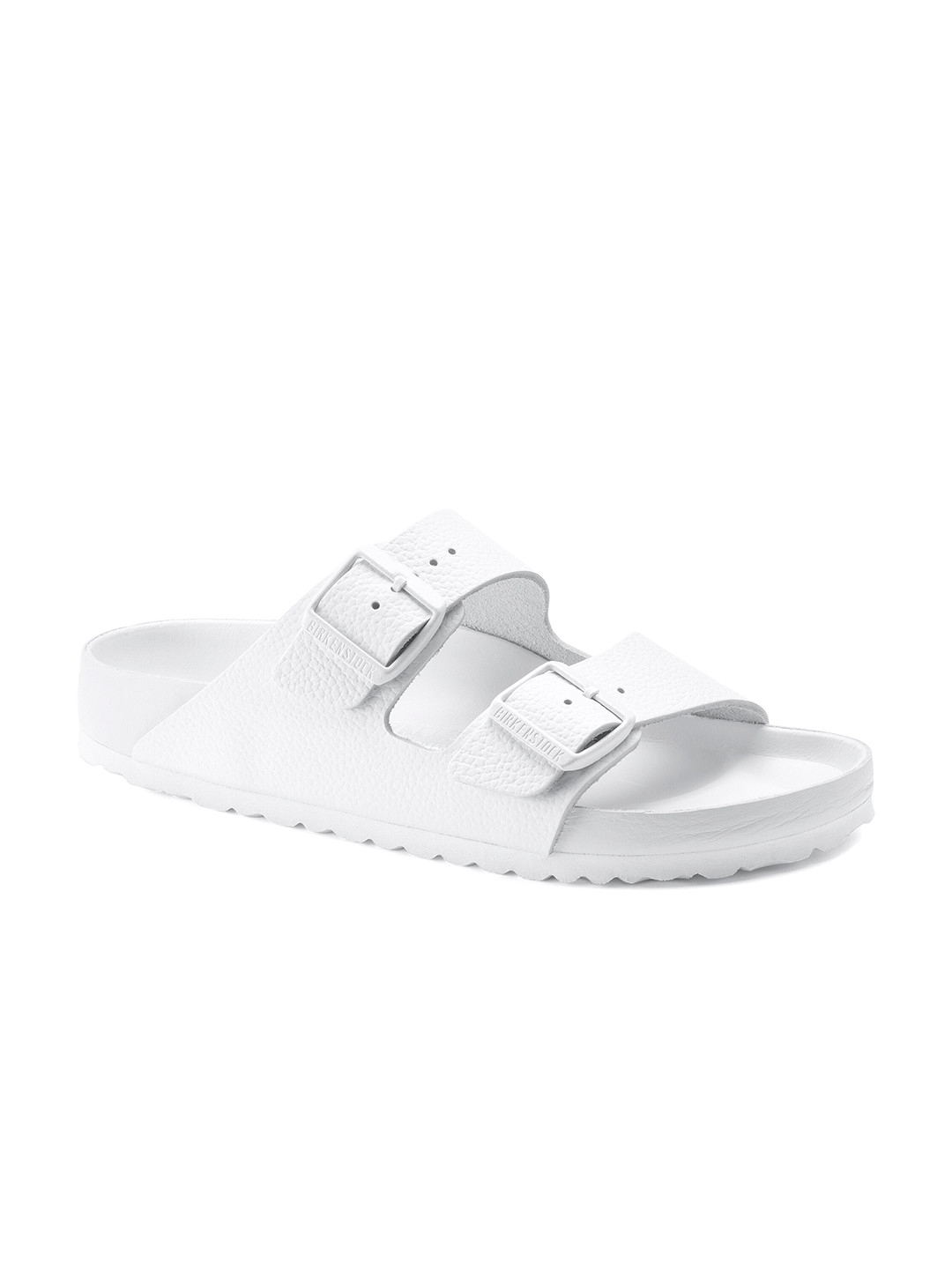 Birkenstock Arizona White Narrow Width Natural Leather Two-Strap Sandals