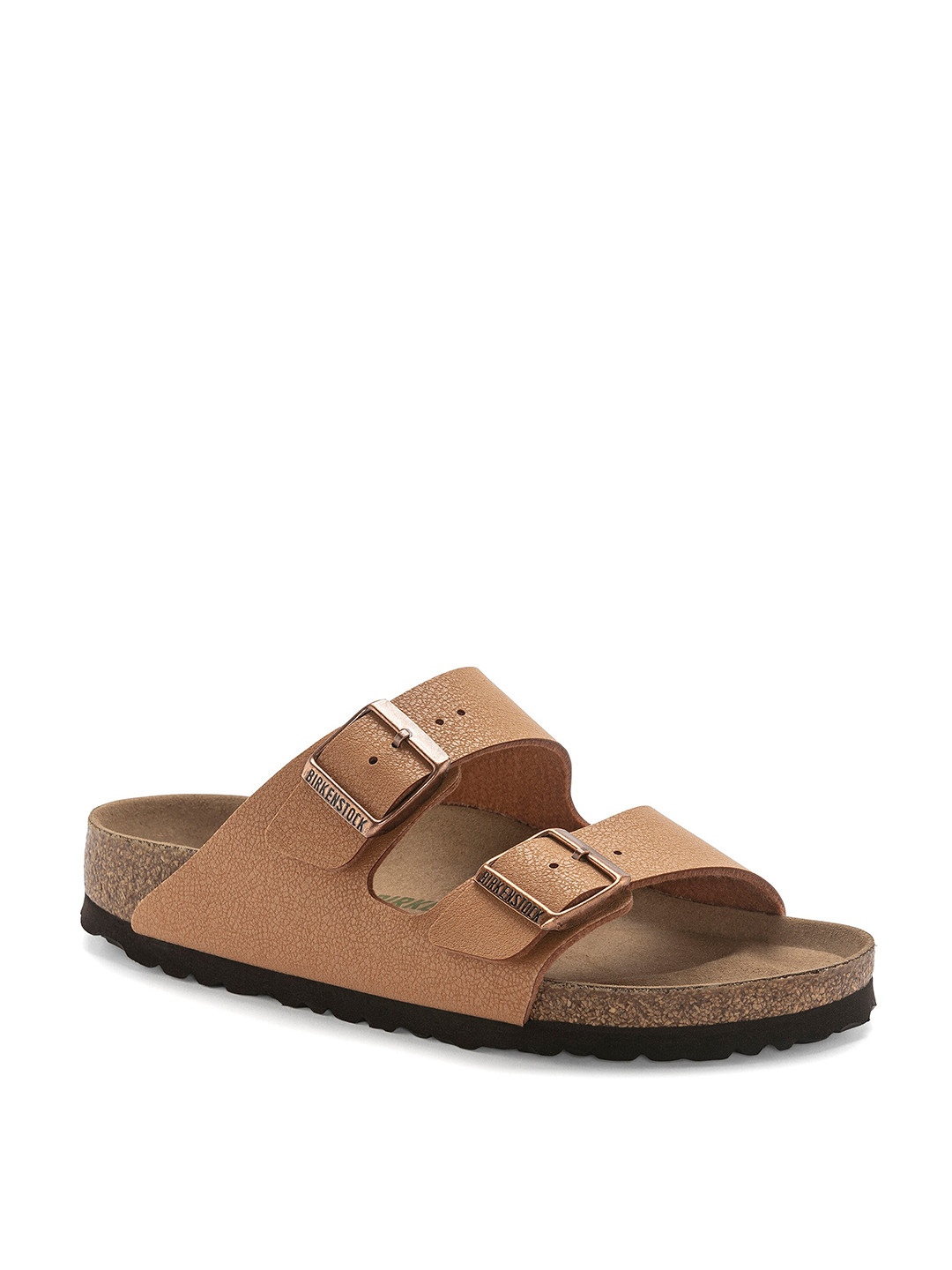 Birkenstock Arizona Vegan Pecan Narrow Width Birko-Flor Nubuck Two-Strap Sandals