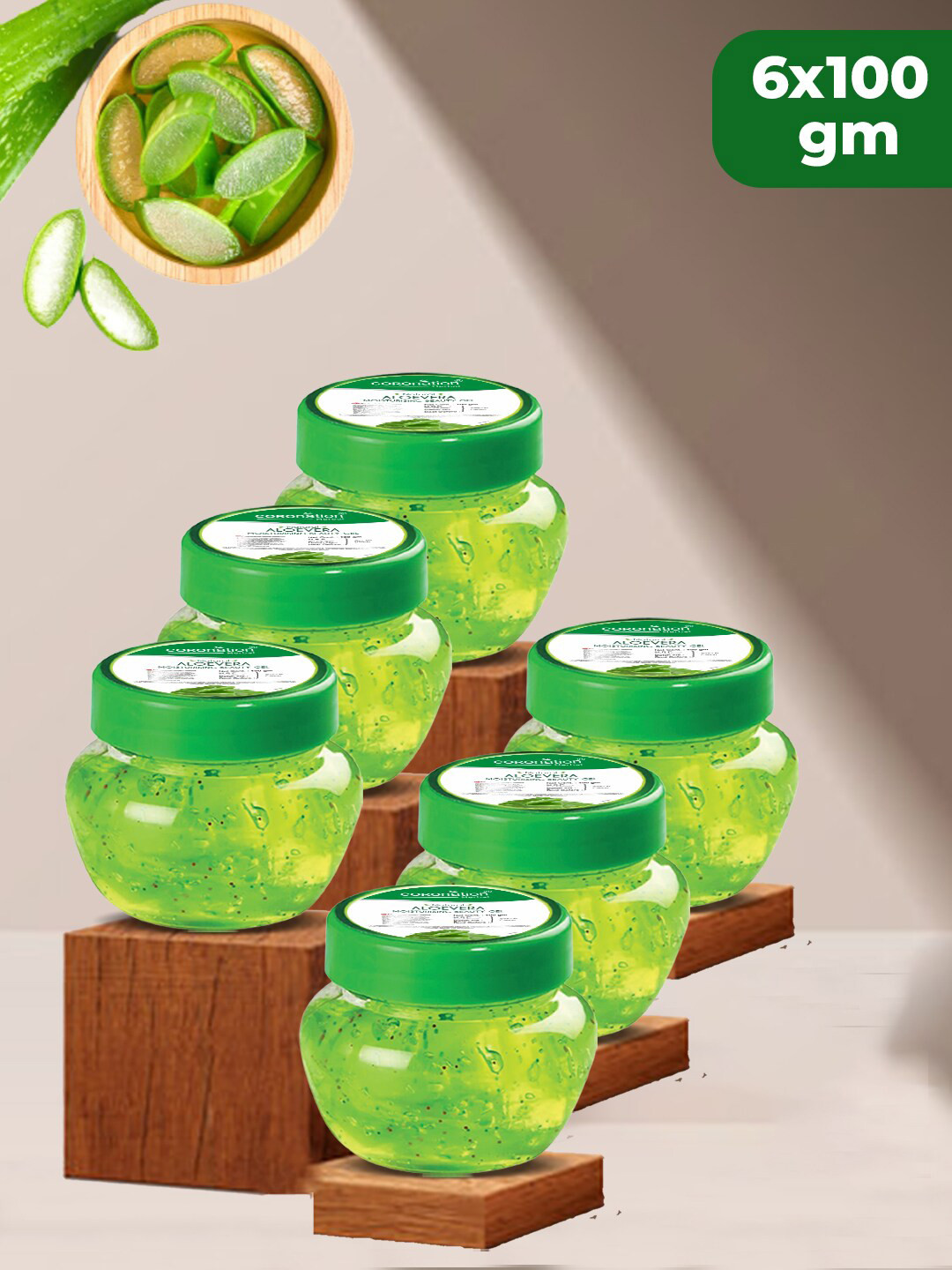 COROnation Herbal Set of 6 Aloevera Moisturising Beauty Gel with Glycerine - 100 g Each