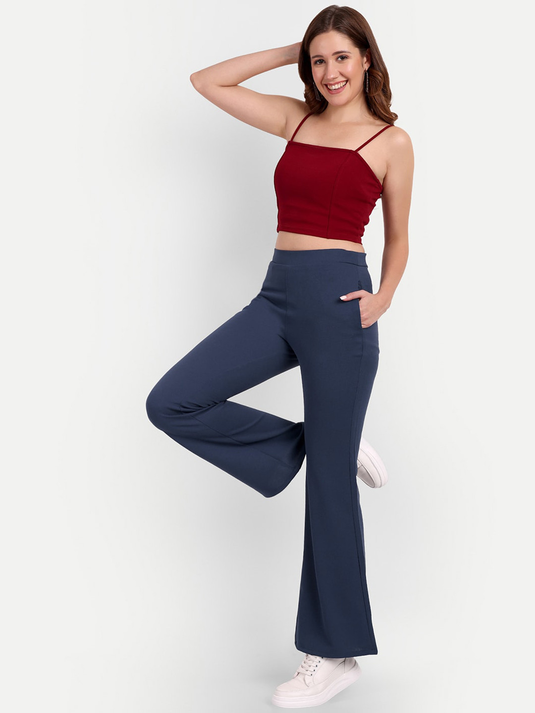 Next One Women Relaxed High-Rise Non Iron Trousers