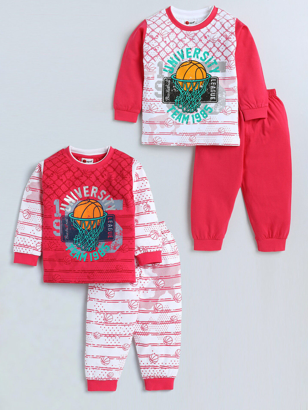 Mars Infiniti Boys Set Of 2 Graphic Printed Pure Cotton T-shirt with Pyjamas