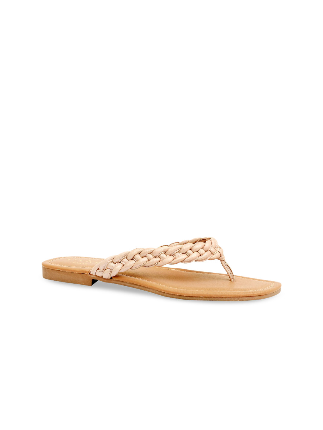 Eske Women Braided Woven Design Leather Open Toe Flats