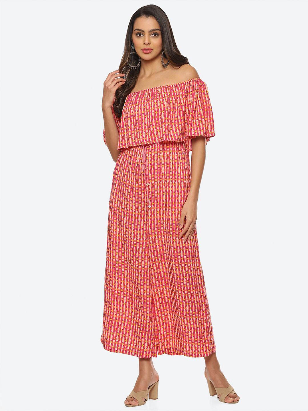 Biba Off-Shoulder Printed Basic Jumpsuit