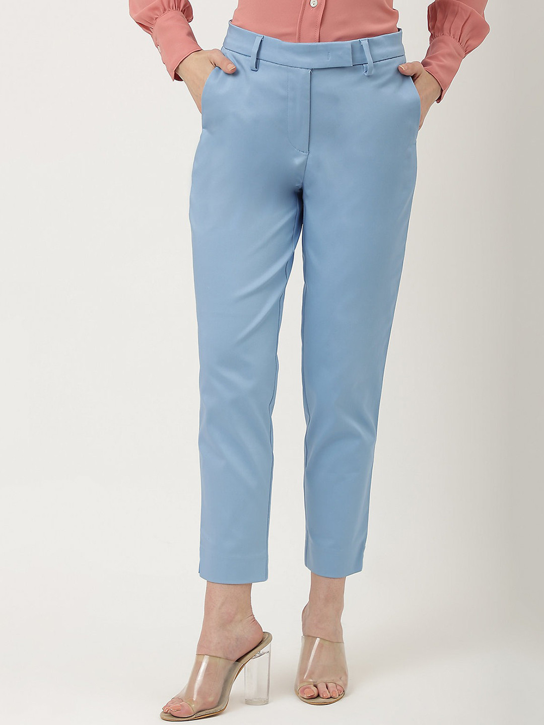 Marks & Spencer Women Tapered Fit High-Rise Cropped Trouser
